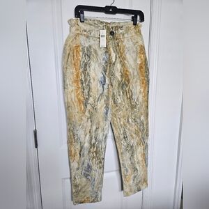NWT Tina +Jo Anthropologie  Olivienne Marble Dye 100% Cotton Pants SZ Small $200